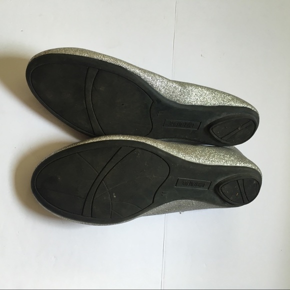 Size 11 Silver Glitter Sparkly Ballet Flats - Office Casual - Picture 5 of 6